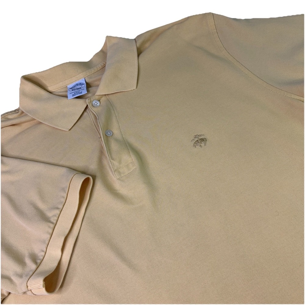 Brooks Brothers Mens Large 1818 Performance Cotton Polo Solid Yellow Preppy